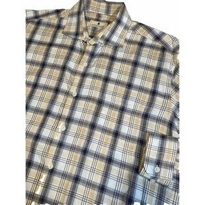 Southern Pines Long Sleeve Button‎ Down Shirt Mens Large Cotton Spandex Plaid